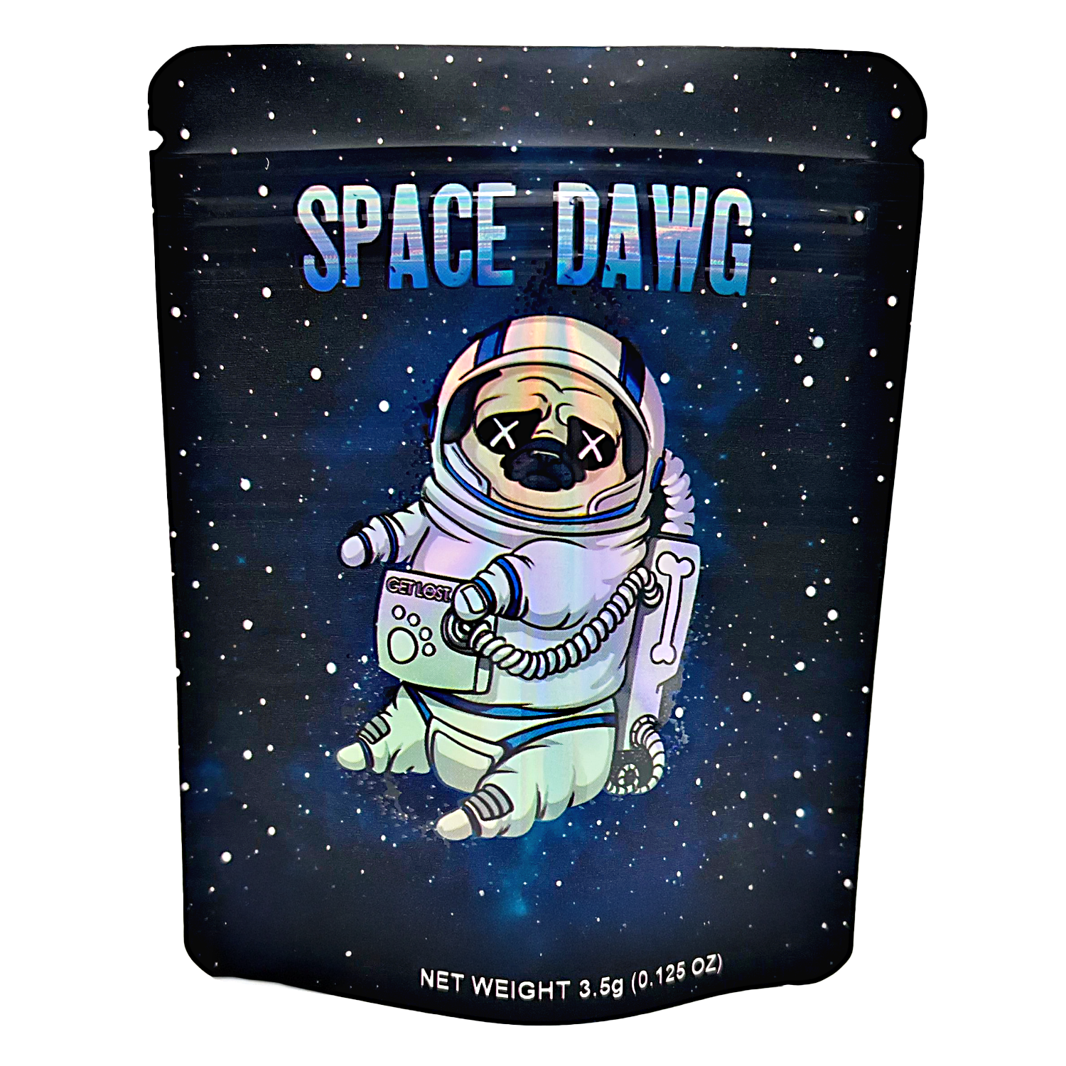 3.5 Gram Mylar Bag – Premium Smell-Proof Packaging - Space Dawg (50 Count) CMB-35G-092