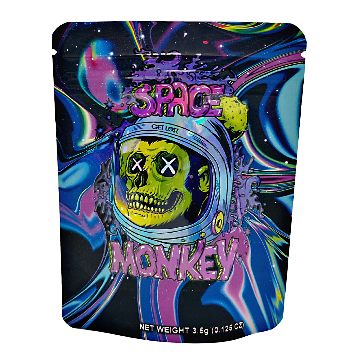 3.5 Gram Mylar Bag – Premium Smell-Proof Packaging - Space Monkey (50 Count) CMB-35G-093