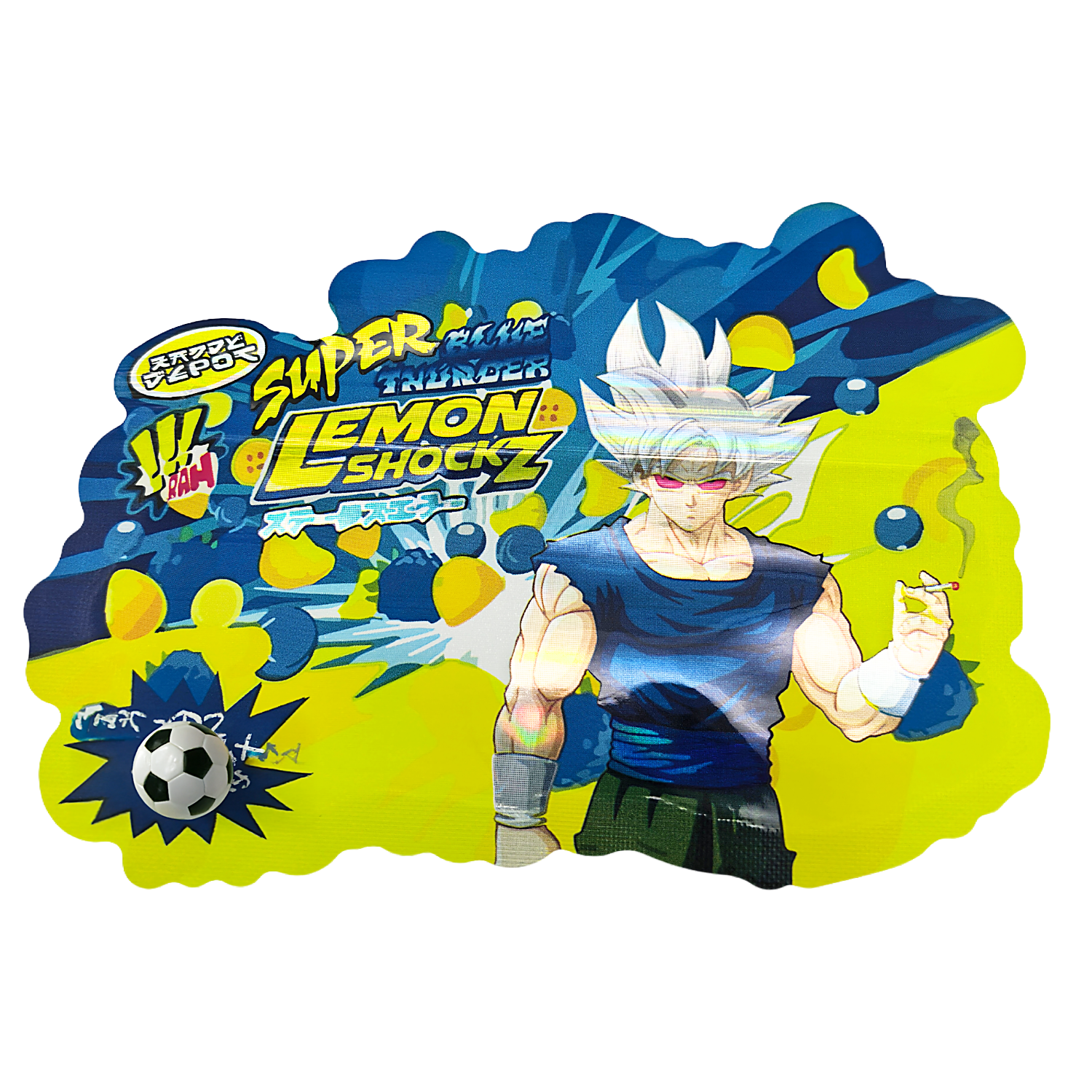 50 Pack – 3.5g Special Die Cut Shaped Mylar Bag - Kandy Depo Lemon Shockz - DBZ-SMB-003