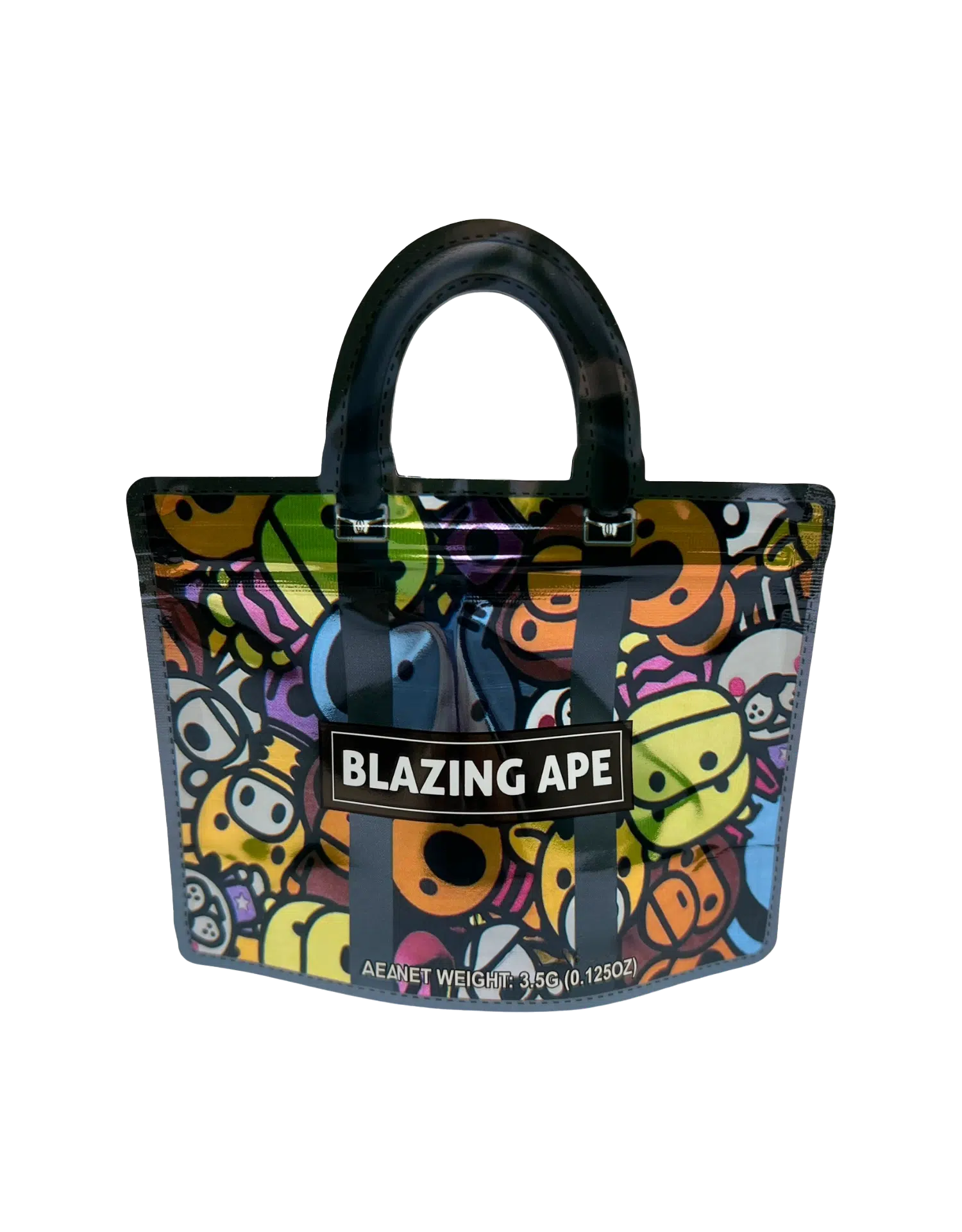 3.5g Handbag Shaped Mylar Bag (50 Count) Blazing Ape Colorful - HBMB-35-005