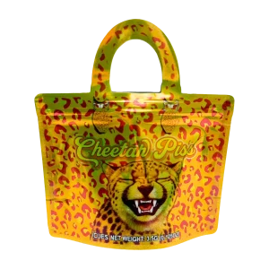 3.5g Handbag Shaped Mylar Bag (50 Count) Cheetah Piss - HBMB-35-013