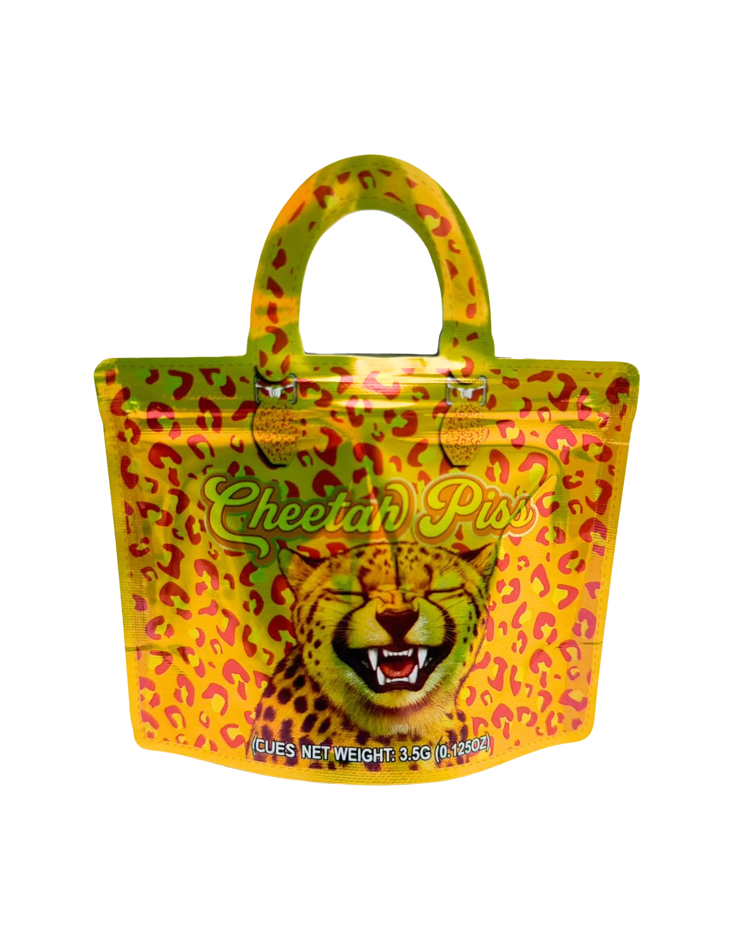3.5g Handbag Shaped Mylar Bag (50 Count) Cheetah Piss - HBMB-35-013
