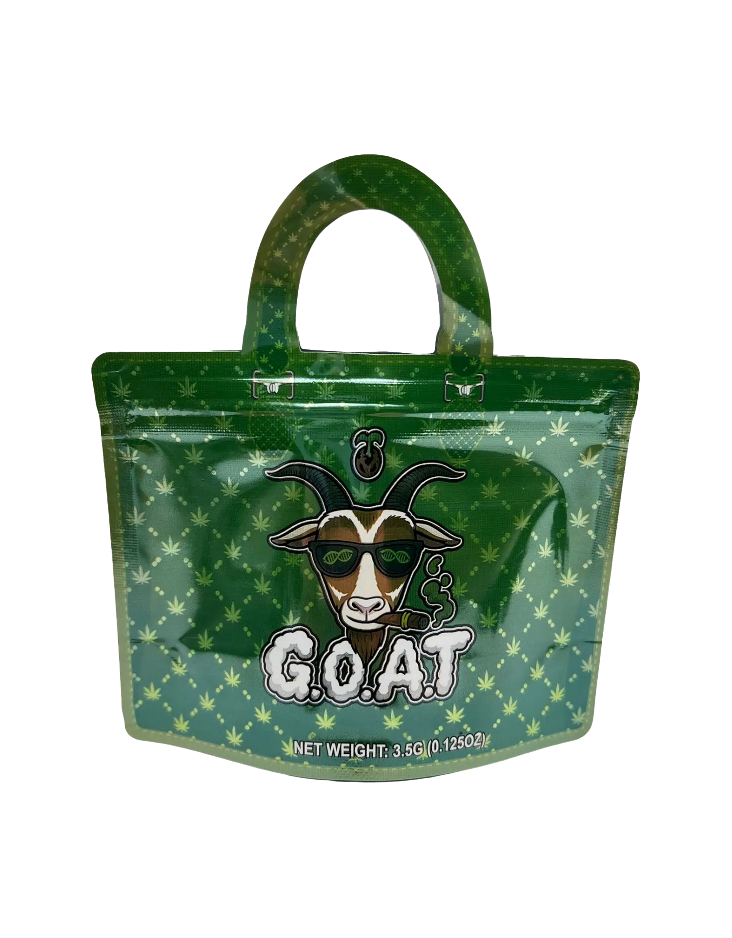 3.5g Handbag Shaped Mylar Bag (50 Count) G.O.A.T. - HBMB-35-020