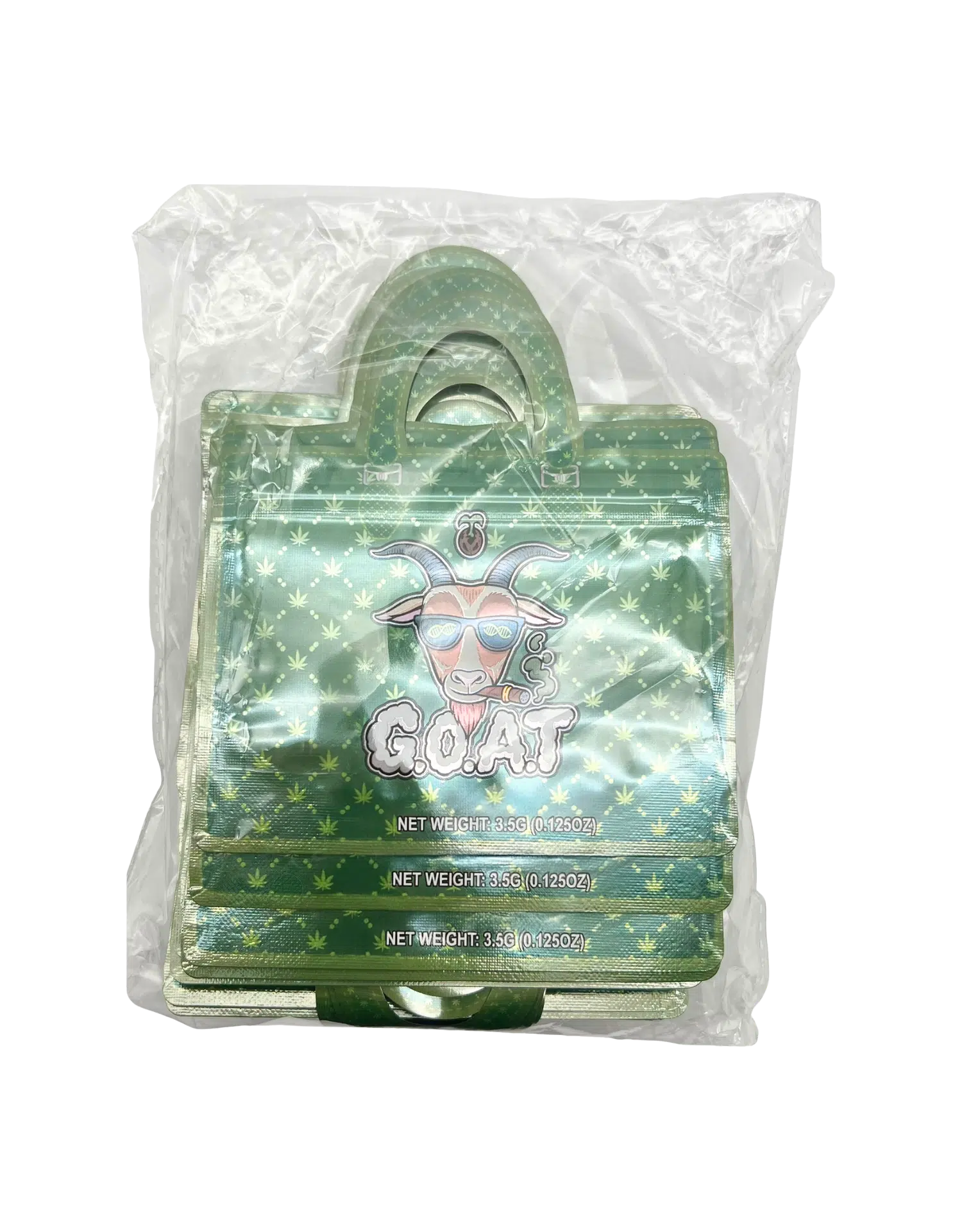 3.5g Handbag Shaped Mylar Bag (50 Count) G.O.A.T. - HBMB-35-020 - Image 3