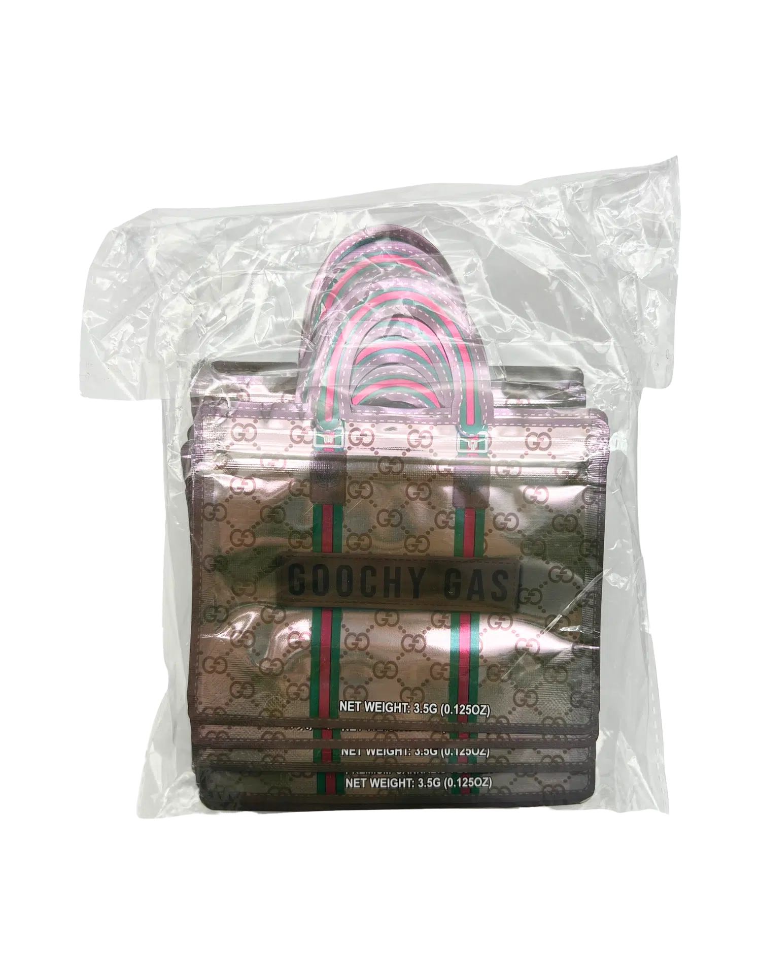 3.5g Handbag Shaped Mylar Bag (50 Count) Goochy Gas - HBMB-35-021 - Image 3