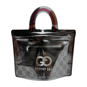 3.5g Handbag Shaped Mylar Bag (50 Count) Goochy Gas Brown - HBMB-35-022