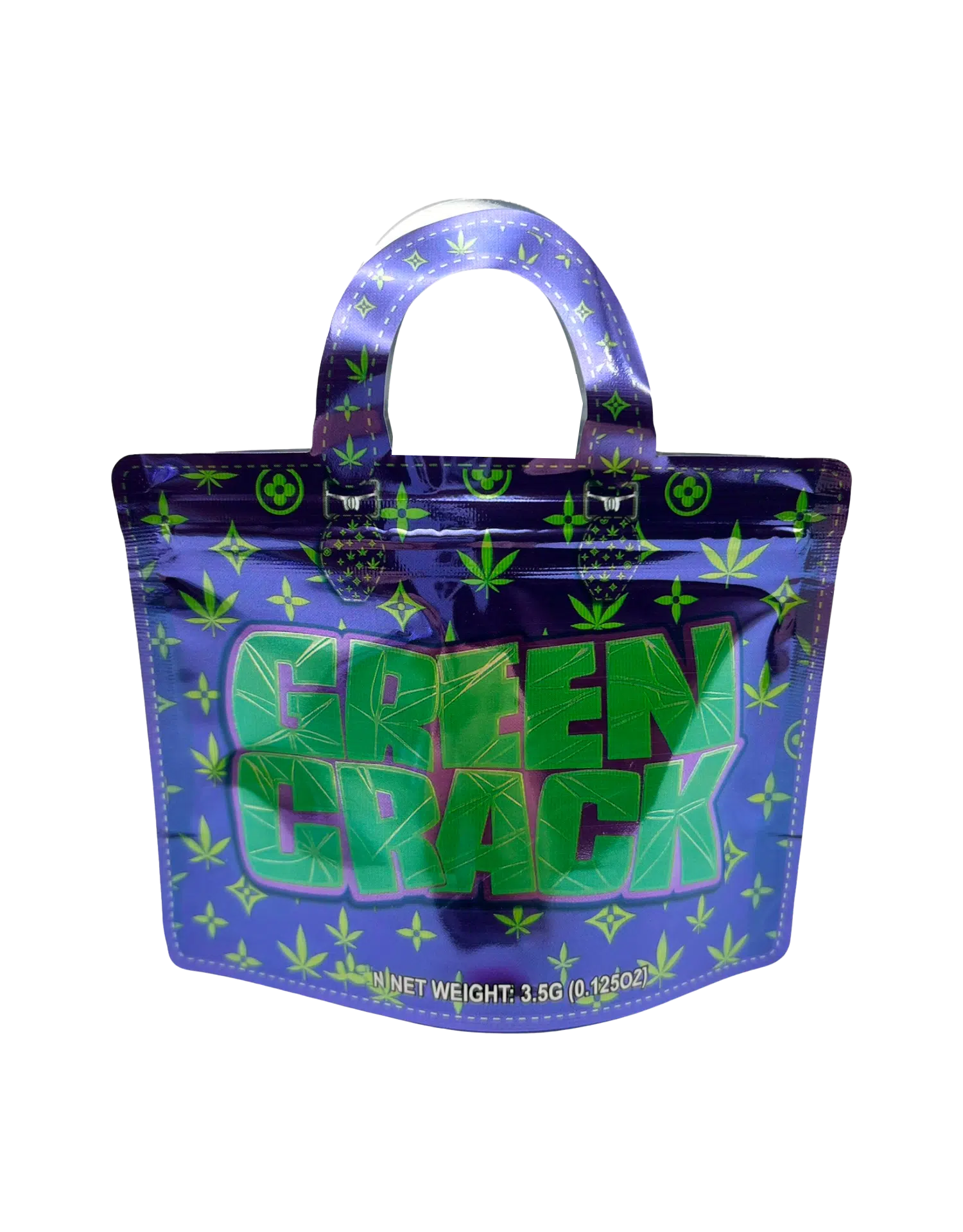 3.5g Handbag Shaped Mylar Bag (50 Count) Green Crack - HBMB-35-026