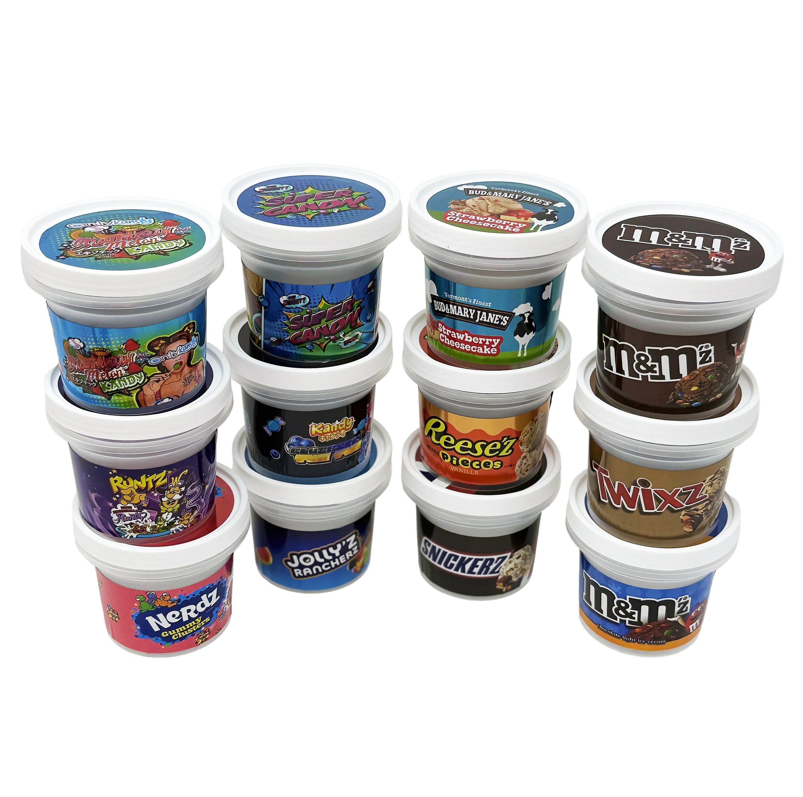 (12 Count) Empty Ice Cream Style Storage Jars (Style 008) M&M'z Chocolate Light - Image 6