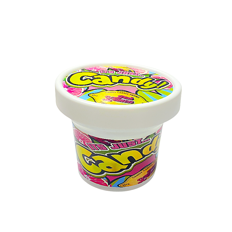 12 Pack - Ice Cream Pint Style Plastic Storage Containers with Lids - It's Just Candy Pink Lemon - ICJAR-002