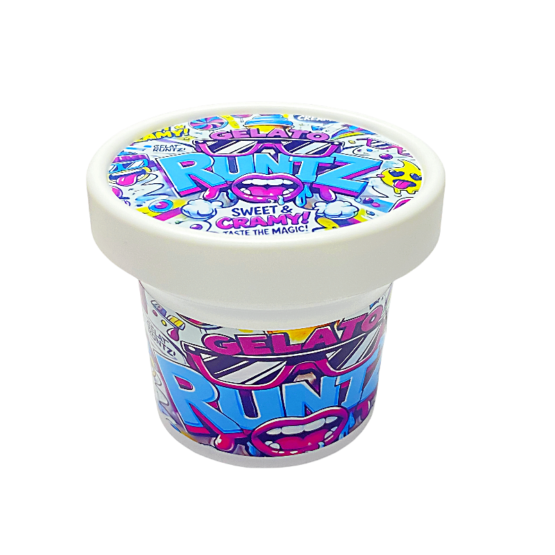 12 Pack - Ice Cream Pint Style Plastic Storage Containers with Lids - Gelato Runtz - ICJAR-003