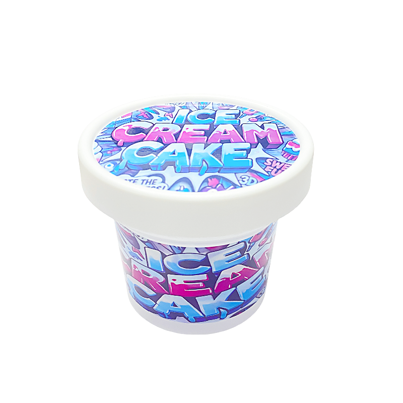 12 Pack - Ice Cream Pint Style Plastic Storage Containers with Lids - Ice Cream Cake - ICJAR-007