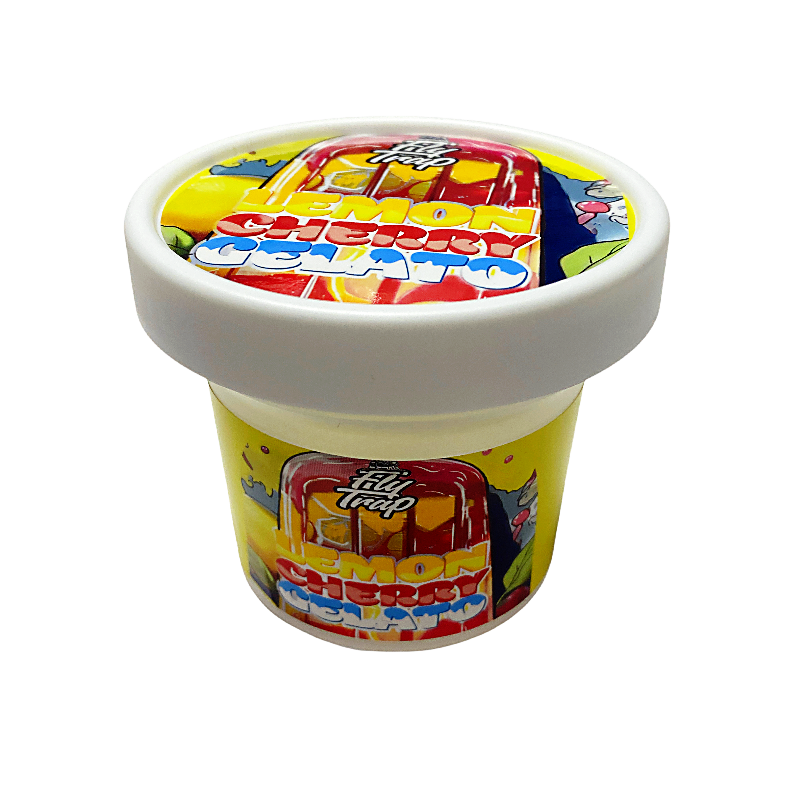 12 Pack - Ice Cream Pint Style Plastic Storage Containers with Lids - Lemon Cherry Gelato - ICJAR-014