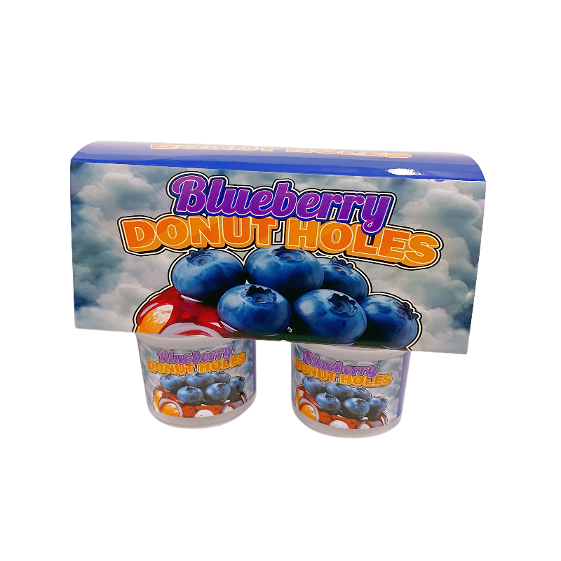 12 Pack - Ice Cream Pint Style Containers (Lids & Display Boxes) - Blueberry Donut Holes ICJARBOX-010