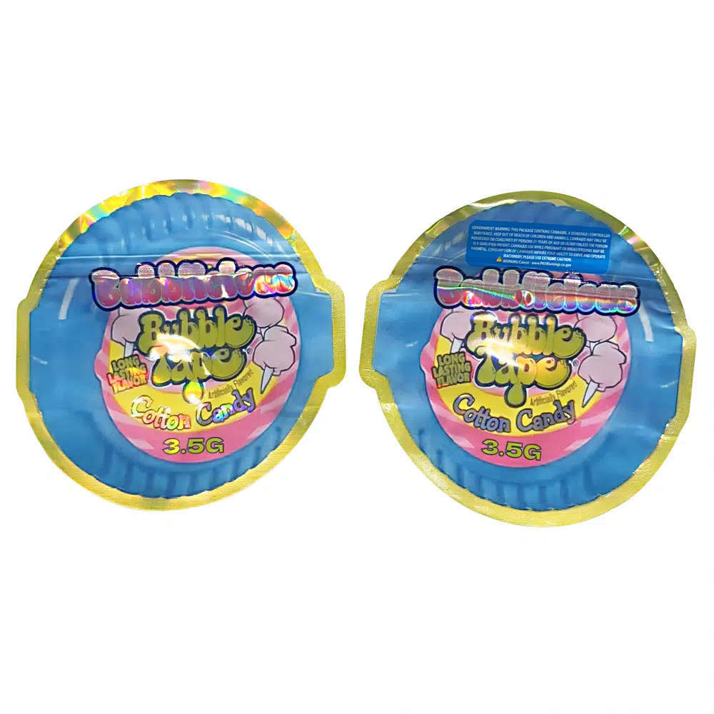 3.5g Shaped Mylar Bag – Premium Smell-Proof Packaging - Bubblelicious Bubble Tape (50 Count) JSMB-35G-001