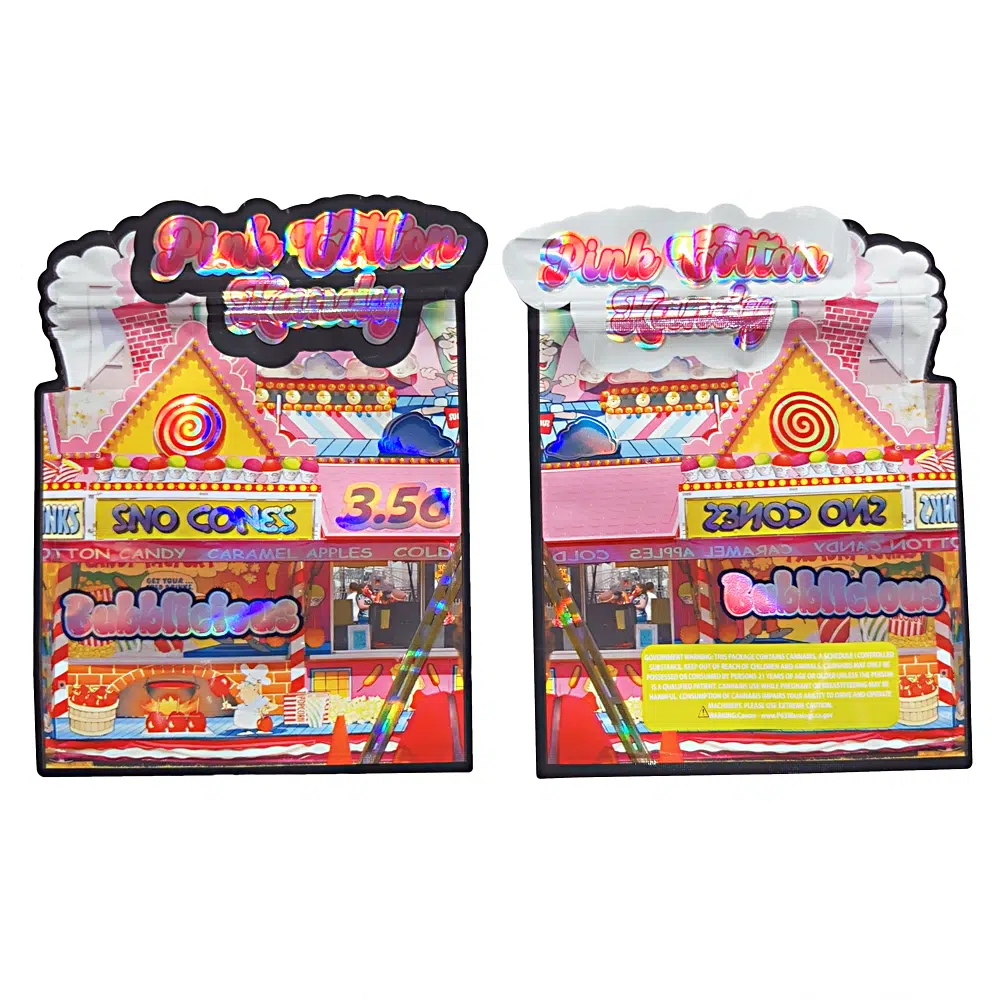3.5g Shaped Mylar Bag – Premium Smell-Proof Packaging - Pink Cotton Kandy (50 Count) JSMB-35G-015