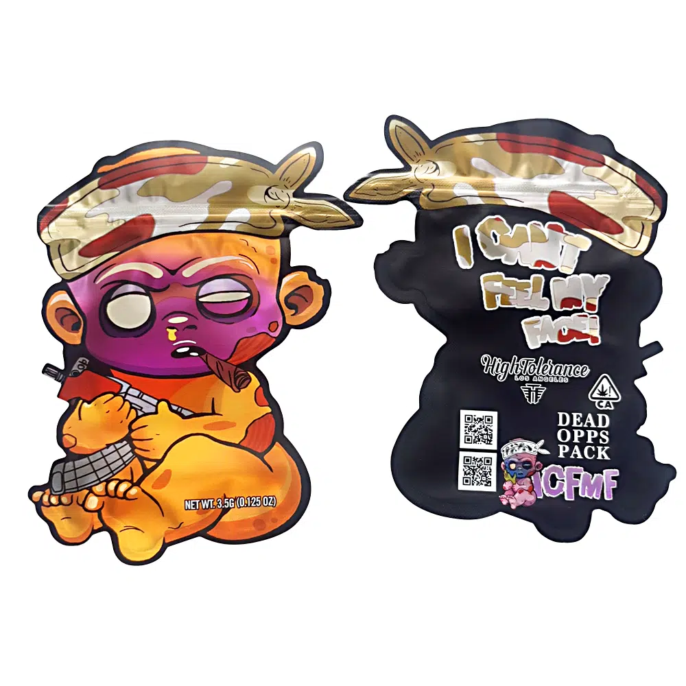 3.5g Shaped Mylar Bag – Premium Smell-Proof Packaging - High Tolerance ICFMF I Can't Feel My Face (50 Count) JSMB-35G-059