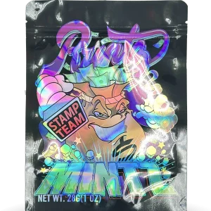 28 Gram Mylar Bag – Premium Smell-Proof Flower Packaging - Runtz Mintz (50 Count) MB-28-001