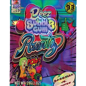 28 Gram Mylar Bag – Premium Smell-Proof Flower Packaging - Deez Bubblegum Runtz (50 Count) MB-28-009