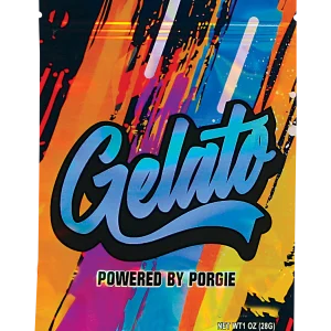 28 Gram Mylar Bag – Premium Smell-Proof Flower Packaging - Gelato Powered by Porgie (50 Count) MB-28-014