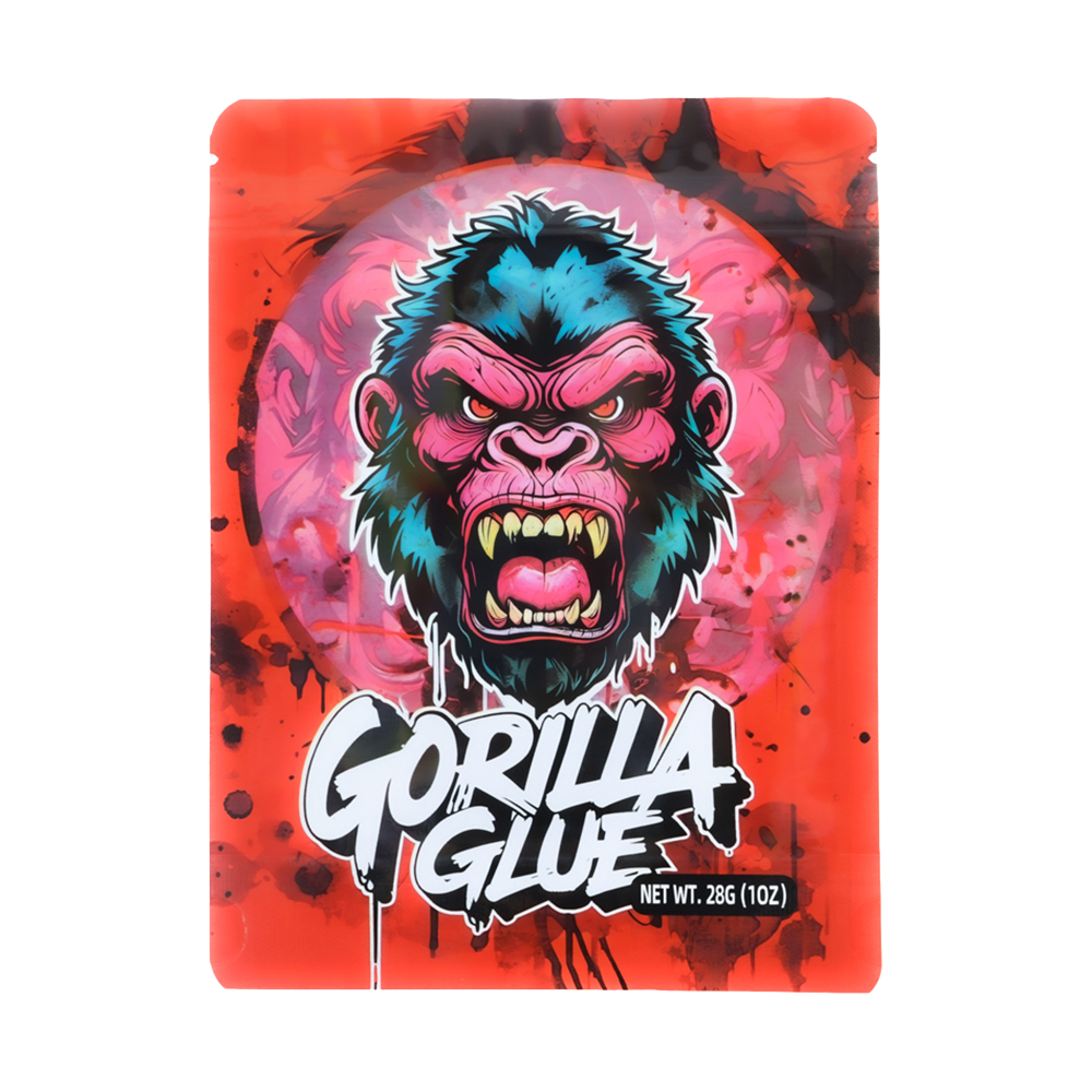 28 Gram Mylar Bag – Premium Smell-Proof Flower Packaging - Gorilla Glue (50 Count) MB-28G-006
