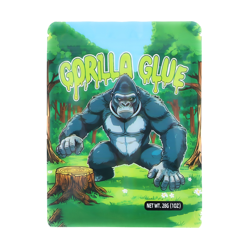28 Gram Mylar Bag – Premium Smell-Proof Flower Packaging - Gorilla Glue (50 Count) MB-28G-013