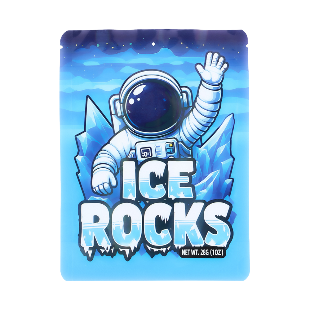 28 Gram Mylar Bag – Premium Smell-Proof Flower Packaging - Ice Rocks Astronaut (50 Count) MB-28G-014