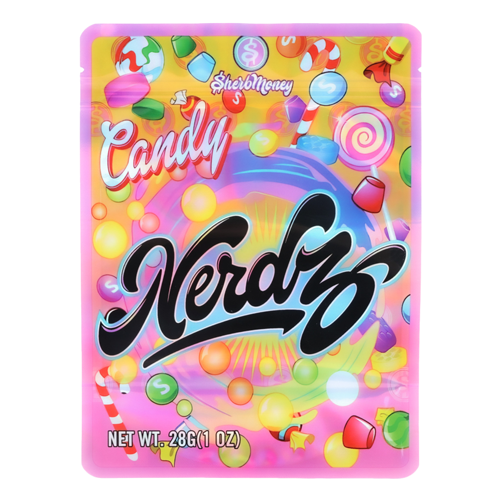 28 Gram Mylar Bag – Premium Smell-Proof Flower Packaging - Candy Nerdz (50 Count) MB-28G-019