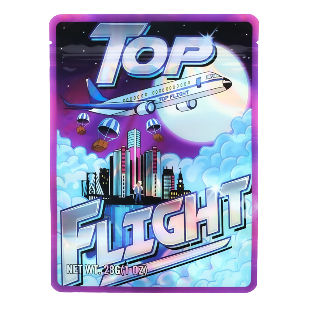 28 Gram Mylar Bag – Premium Smell-Proof Flower Packaging - Top Flight (50 Count) MB-28G-021