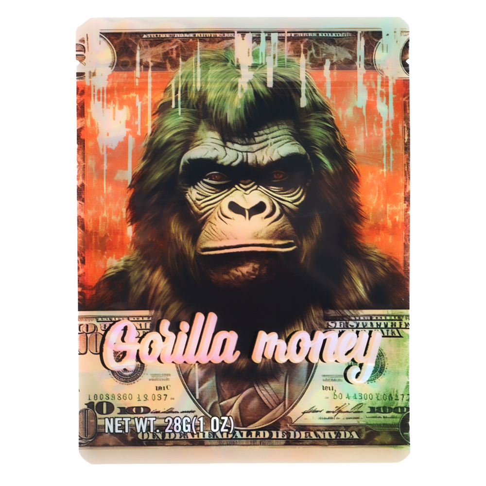 28 Gram Mylar Bag – Premium Smell-Proof Flower Packaging - Gorilla Money (50 Count) MB-28G-027