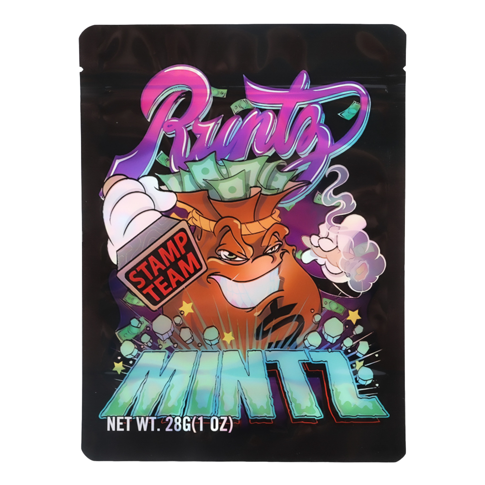 28 Gram Mylar Bag – Premium Smell-Proof Flower Packaging - Runtz Mintz (50 Count) MB-28G-029