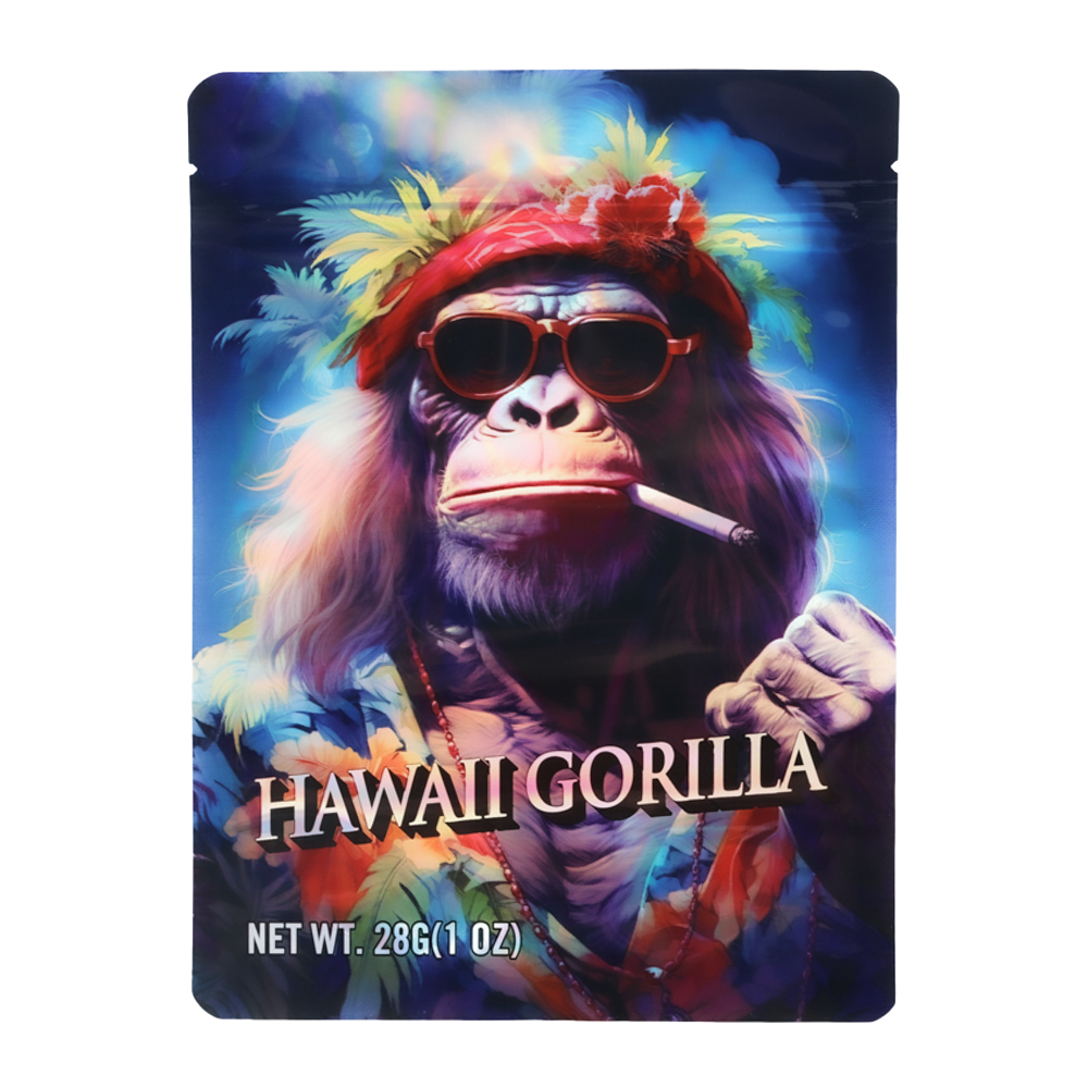 28 Gram Mylar Bag – Premium Smell-Proof Flower Packaging - Hawaii Gorilla (50 Count) MB-28G-031