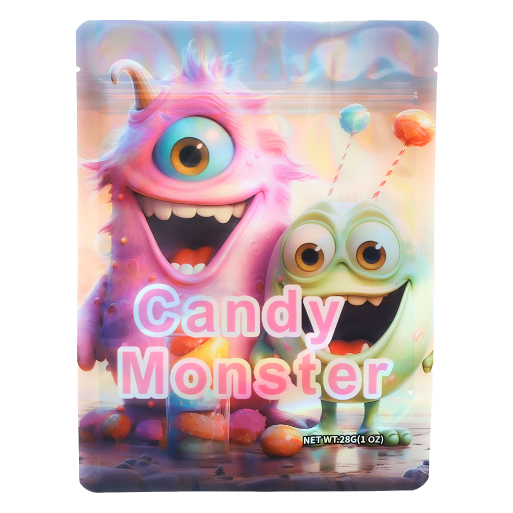 28 Gram Mylar Bag – Premium Smell-Proof Flower Packaging - Candy Monster (50 Count) MB-28G-037