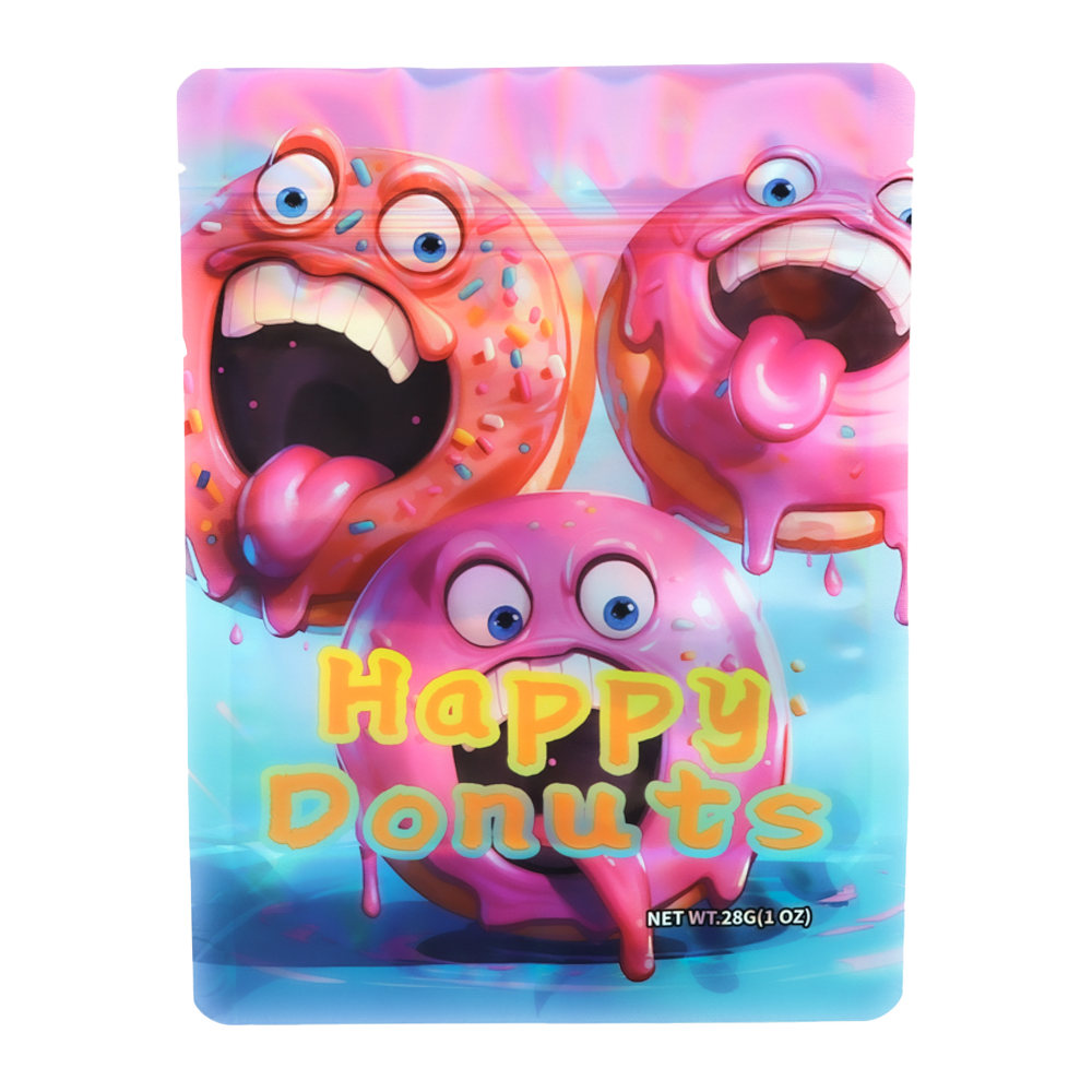 28 Gram Mylar Bag – Premium Smell-Proof Flower Packaging - Happy Donuts (50 Count) MB-28G-038