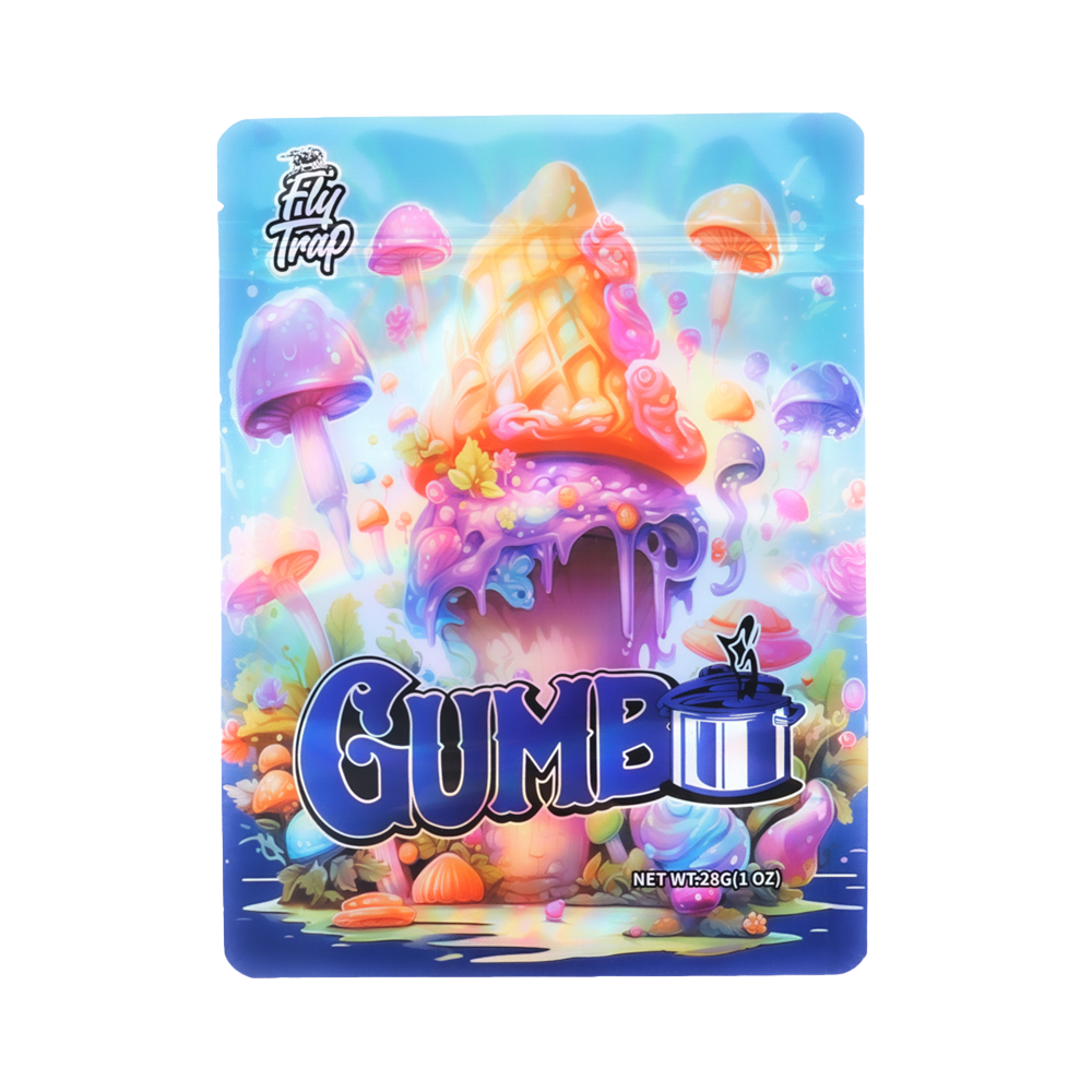 28 Gram Mylar Bag – Premium Smell-Proof Flower Packaging - Gumbo Fly Trap Mushroom (50 Count) MB-28G-041