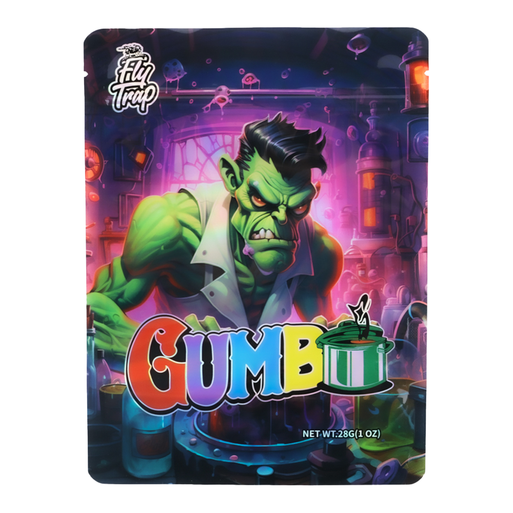 28 Gram Mylar Bag – Premium Smell-Proof Flower Packaging - Gumbo Green Monster (50 Count) MB-28G-044