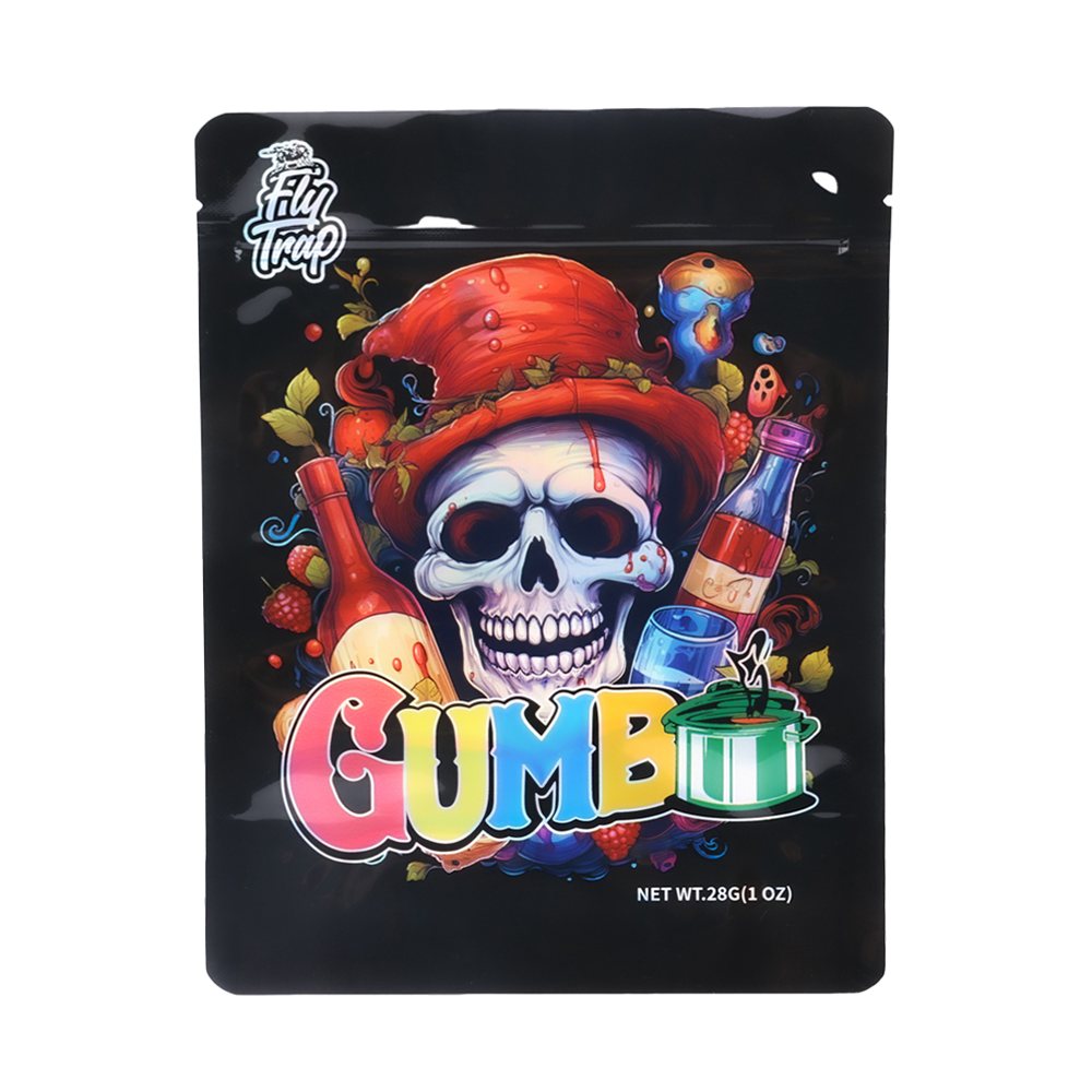 28 Gram Mylar Bag – Premium Smell-Proof Flower Packaging - Gumbo Clown Skull (50 Count) MB-28G-045