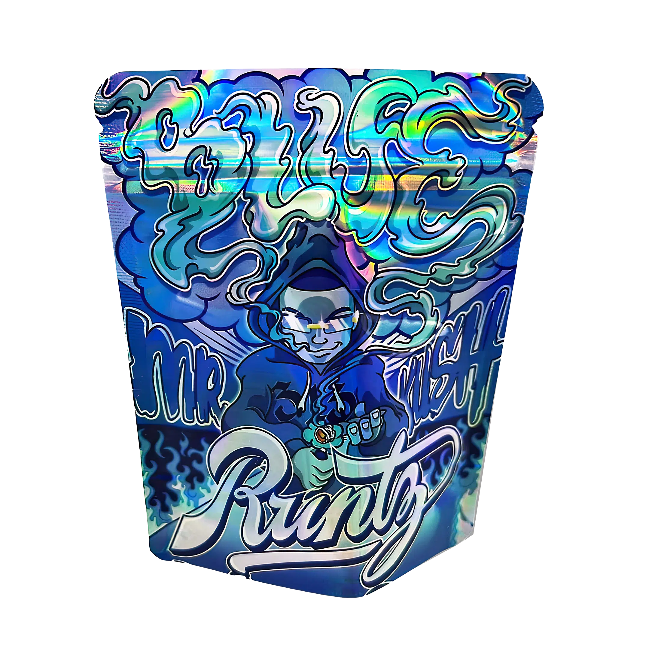 3.5 Gram Mylar Bag – Premium Smell-Proof Packaging - Blue Mr Kush Runtz (50 Count) MB-35G-025
