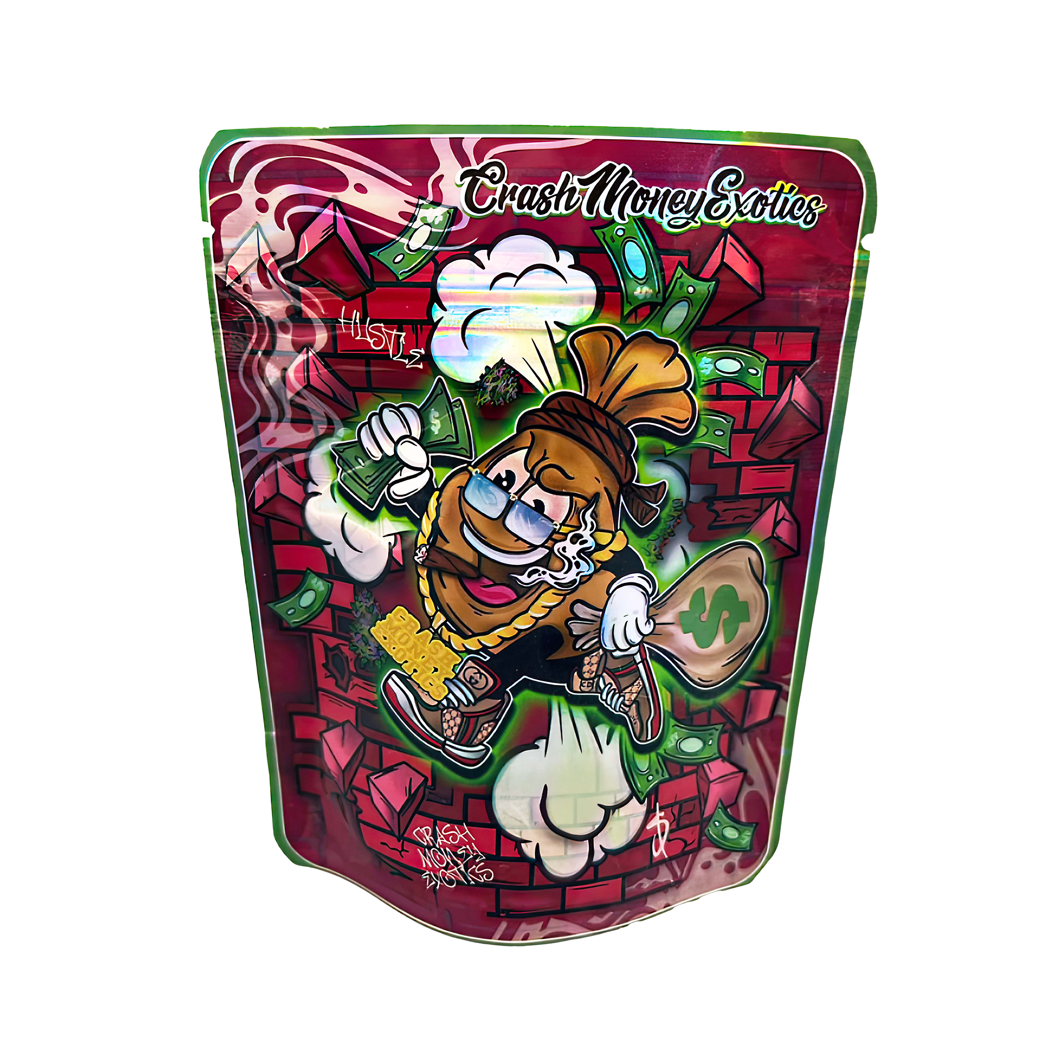3.5 Gram Mylar Bag – Premium Smell-Proof Packaging - Crash Money Exotics (50 Count) MB-35G-034