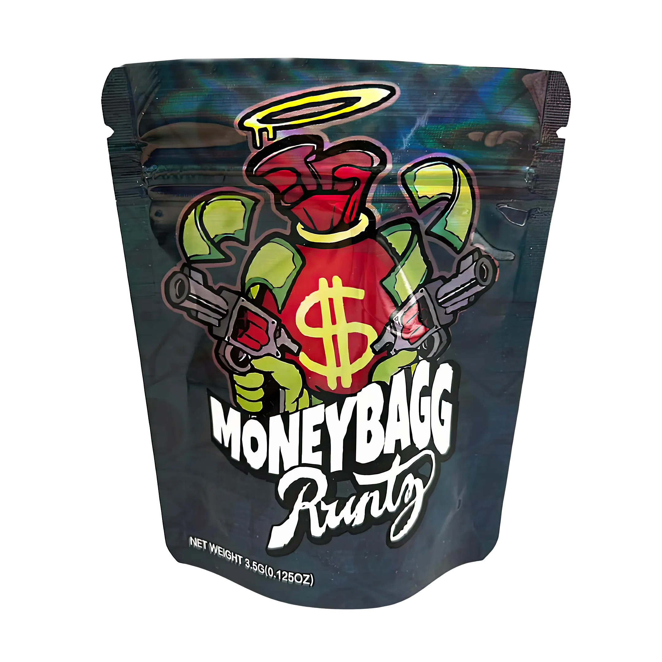 3.5 Gram Mylar Bag – Premium Smell-Proof Packaging - Money Bagg Runtz (50 Count) MB-35G-045