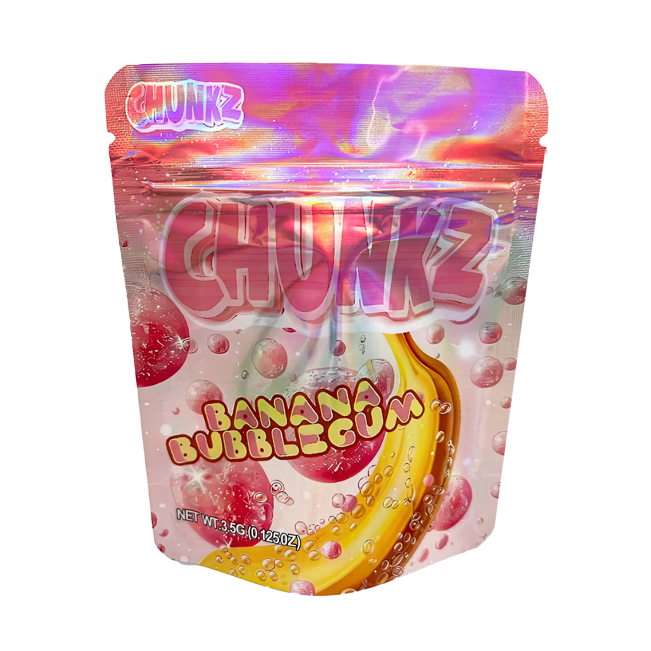 3.5 Gram Mylar Bag – Premium Smell-Proof Packaging - Chunkz Banana Bubblegum (50 Count) MB-35G-047