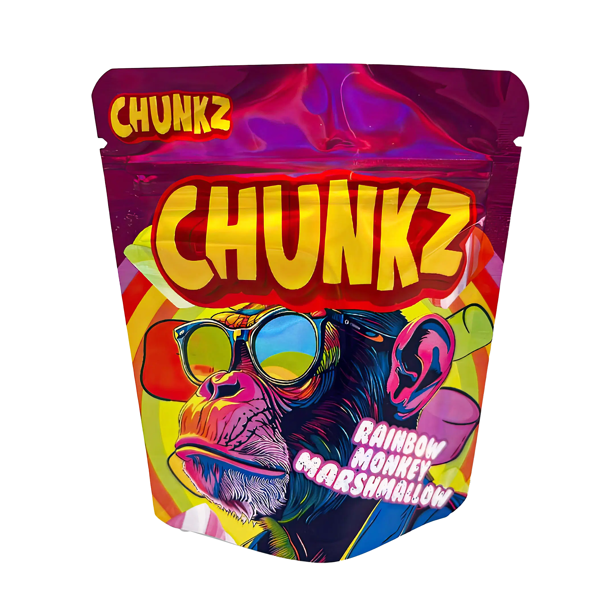 3.5 Gram Mylar Bag – Premium Smell-Proof Packaging - Chunkz Rainbow Monkey Marshmallow (50 Count) MB-35G-055