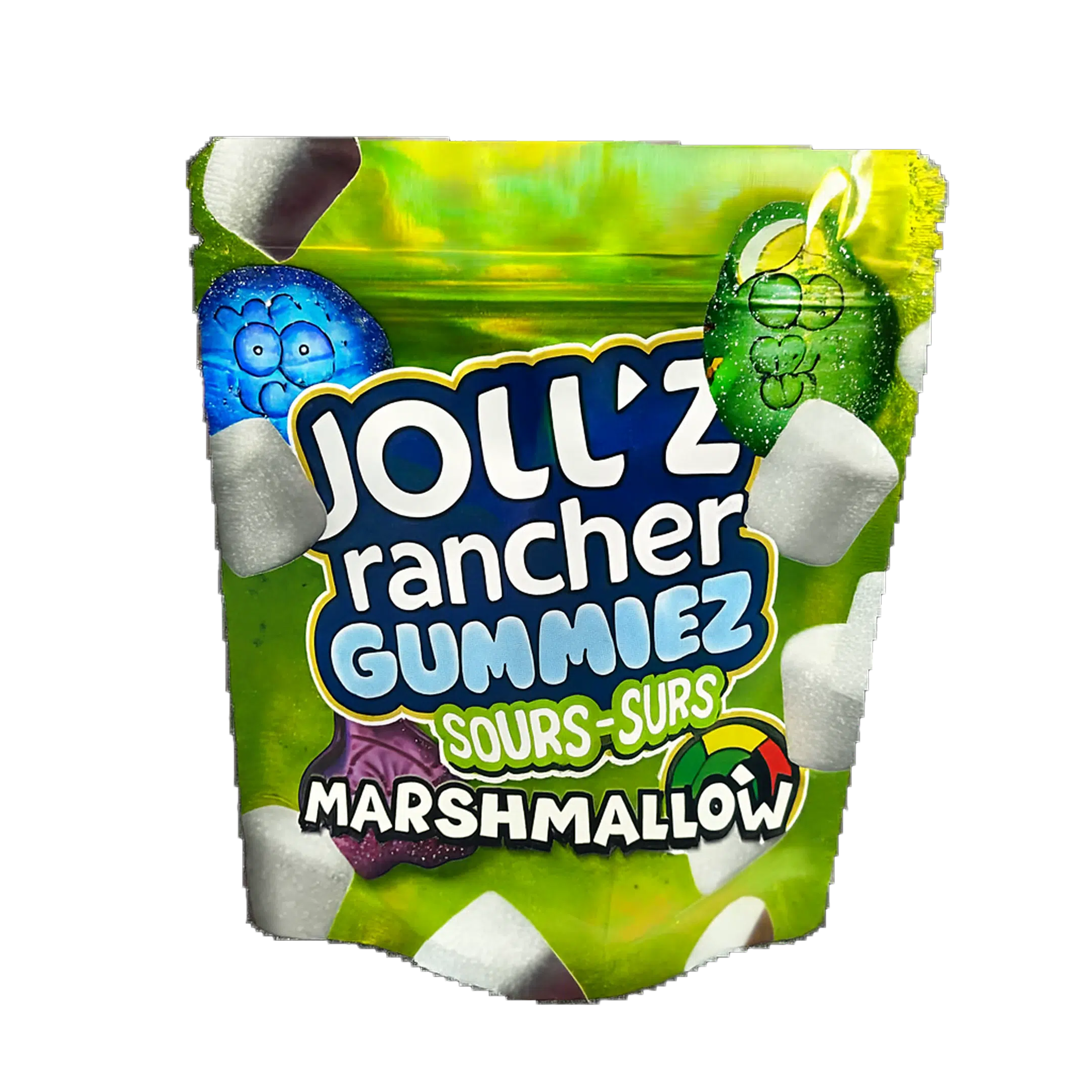 3.5 Gram Mylar Bag – Premium Smell-Proof Packaging - Jolly Rancherz Gummies Sour Marshallow (50 Count) MB-35G-057