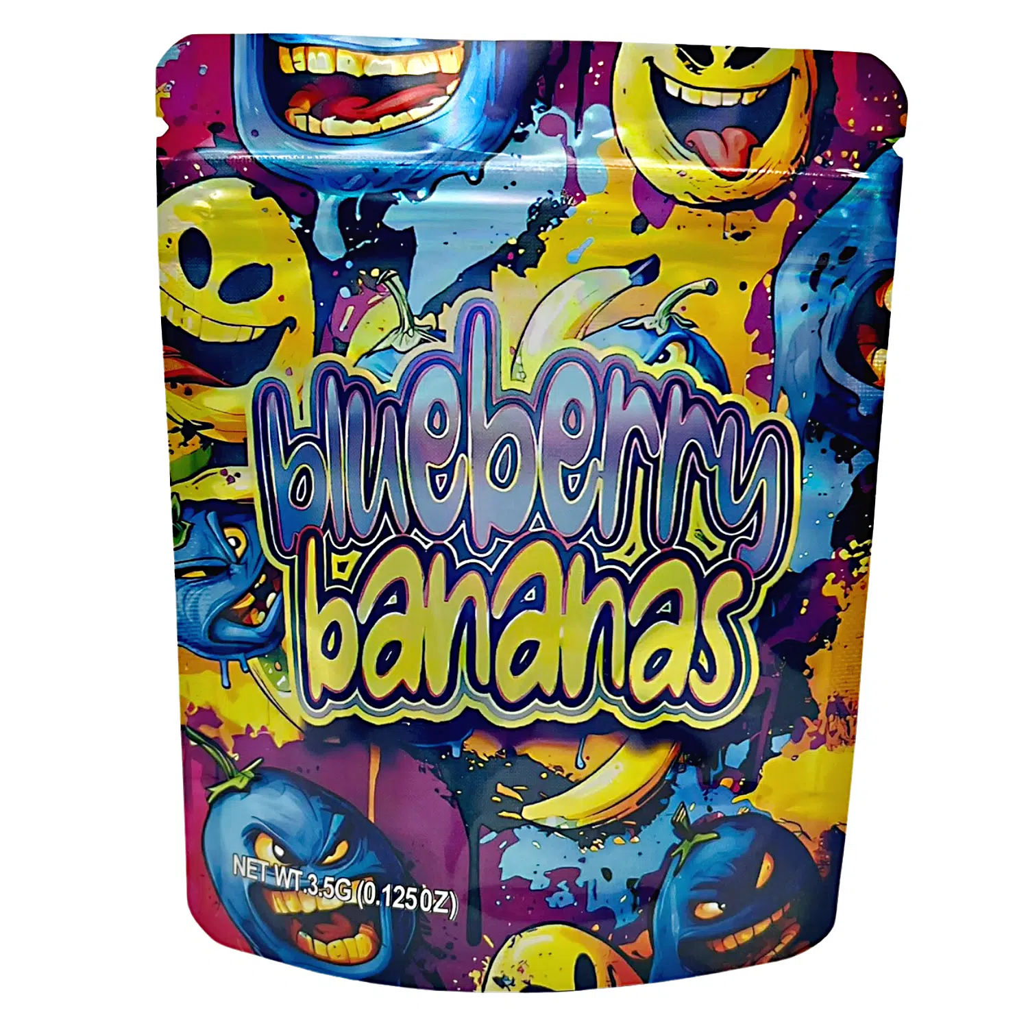 3.5 Gram Mylar Bag – Premium Smell-Proof Packaging - Blueberry Bananas (50 Count) MB-35G-070