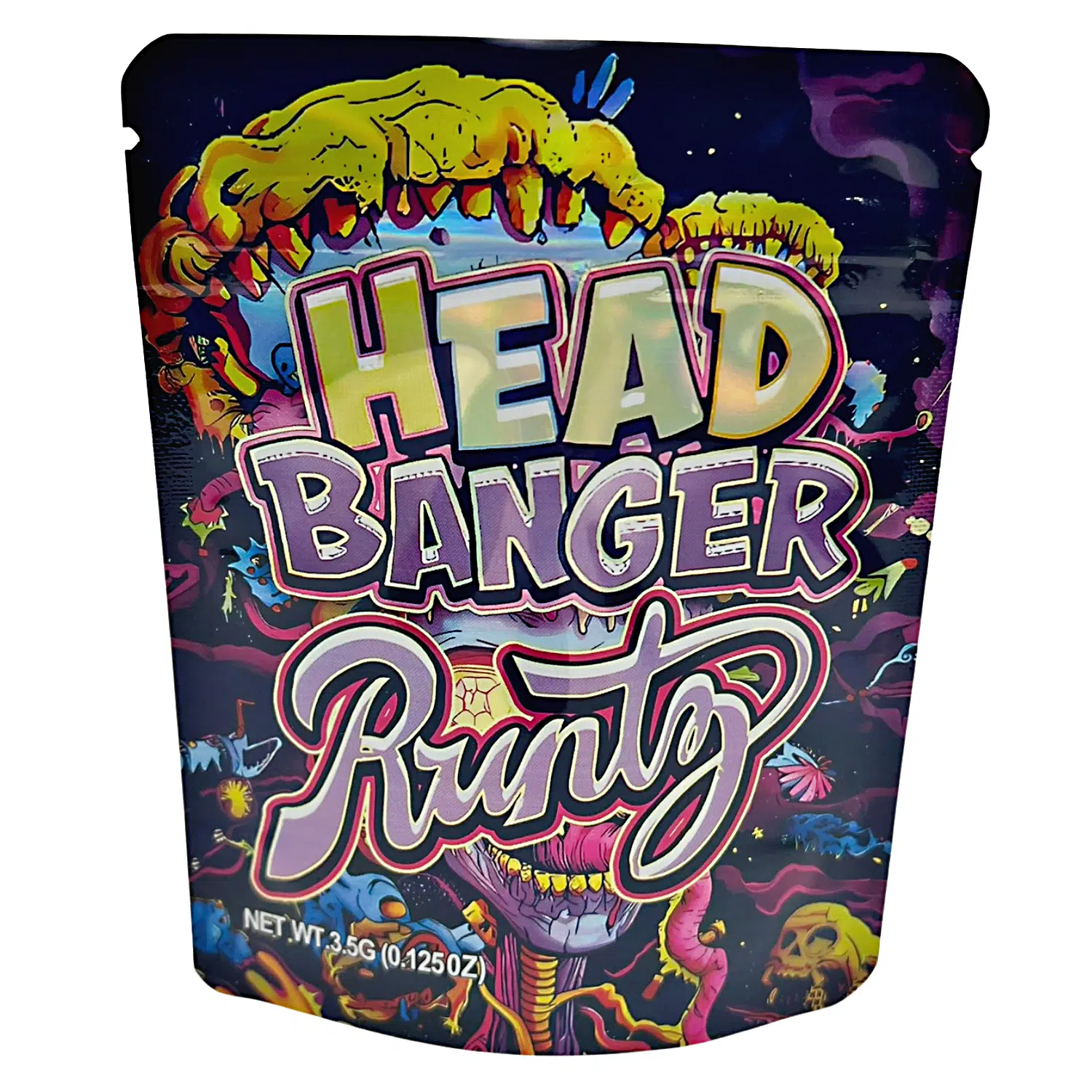 3.5 Gram Mylar Bag – Premium Smell-Proof Packaging - Head Banger Runtz (50 Count) MB-35G-072