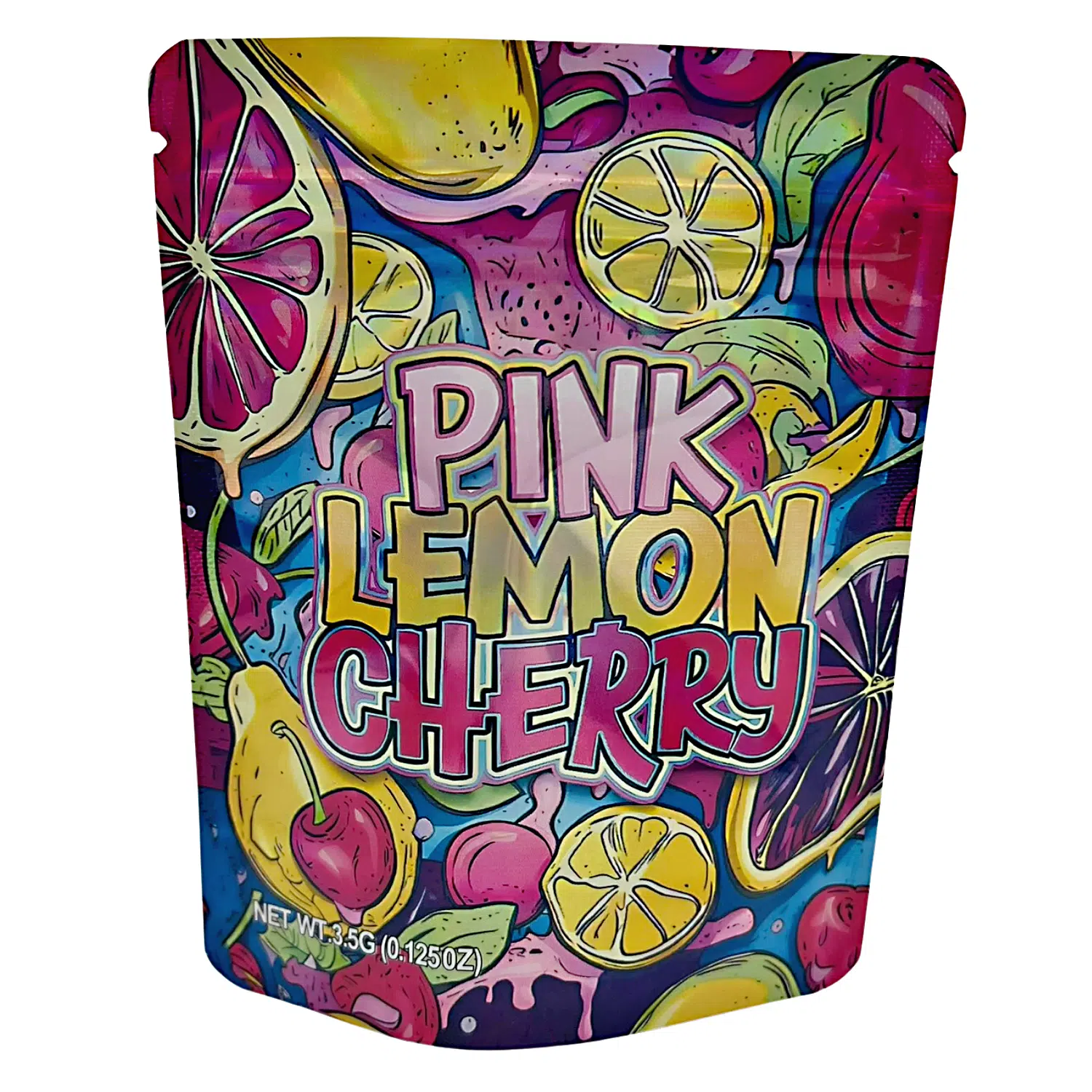3.5 Gram Mylar Bag – Premium Smell-Proof Packaging - Pink Lemon Cherry (50 Count) MB-35G-081