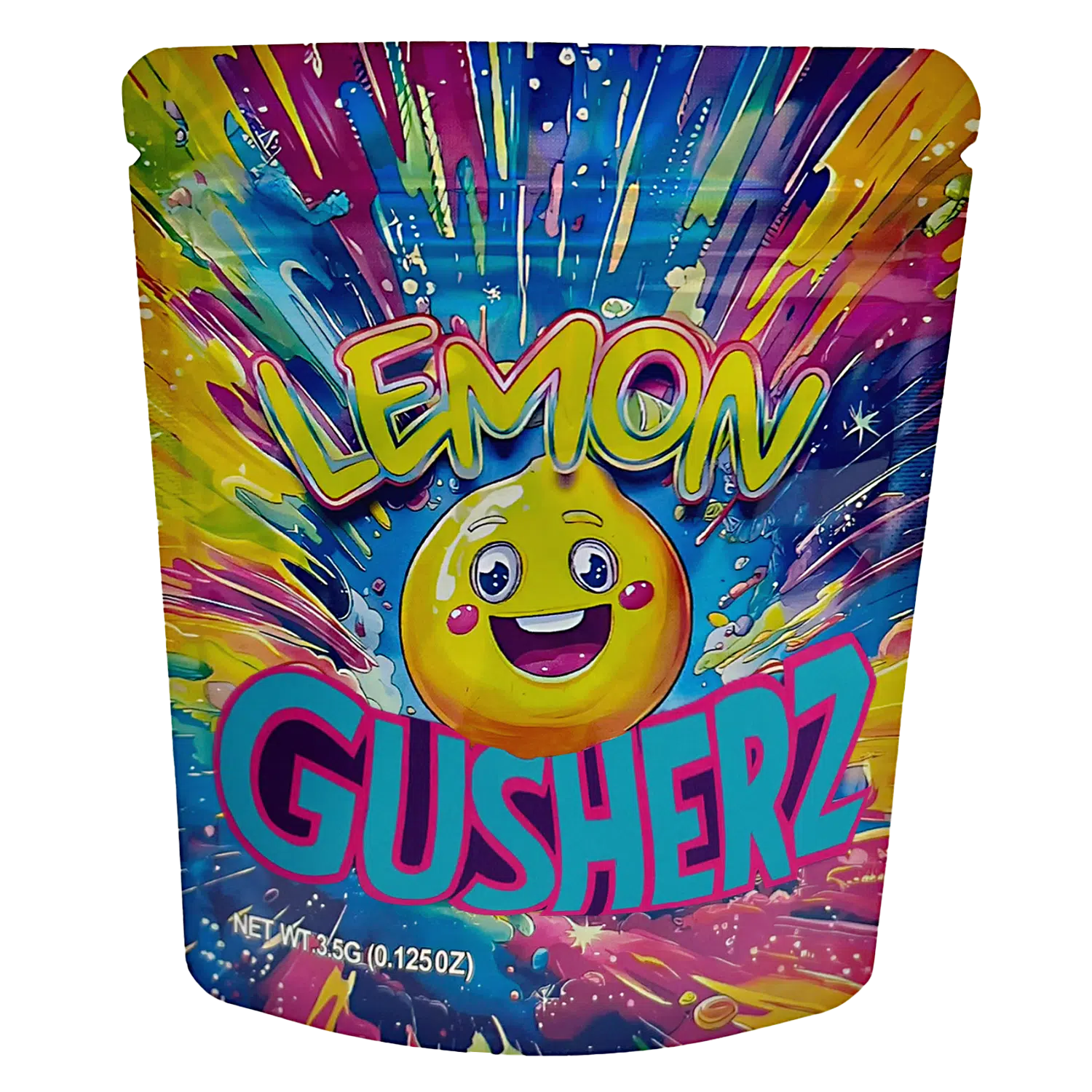 3.5 Gram Mylar Bag – Premium Smell-Proof Packaging - Lemon Gusherz (50 Count) MB-35G-082