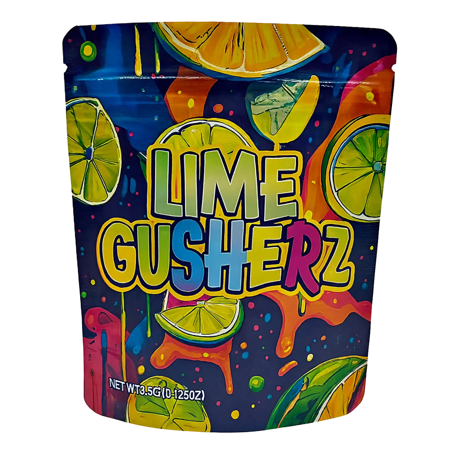 3.5 Gram Mylar Bag – Premium Smell-Proof Packaging - Lime Gusherz (50 Count) MB-35G-084