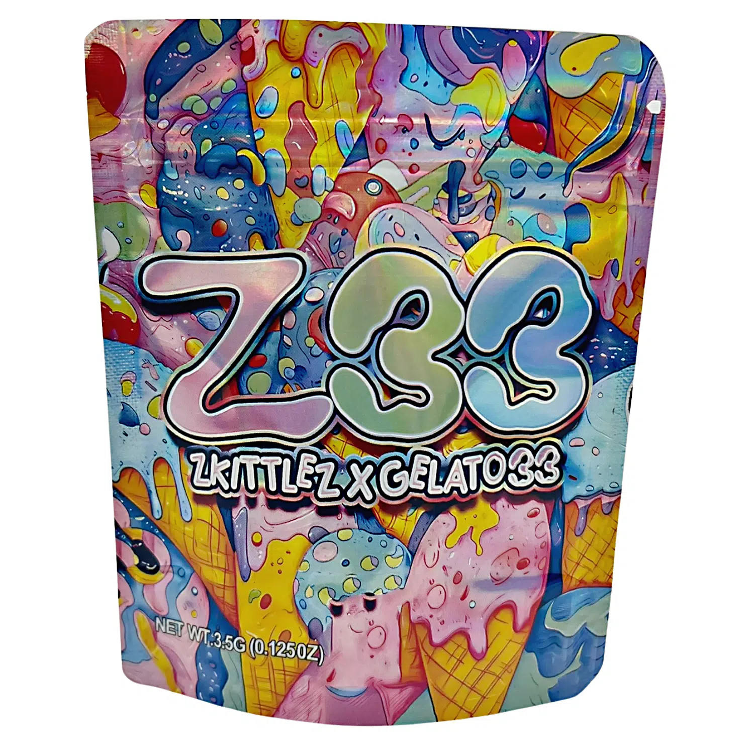 3.5 Gram Mylar Bag – Premium Smell-Proof Packaging - Z33 Zkittlez X Gelato33 (50 Count) MB-35G-093