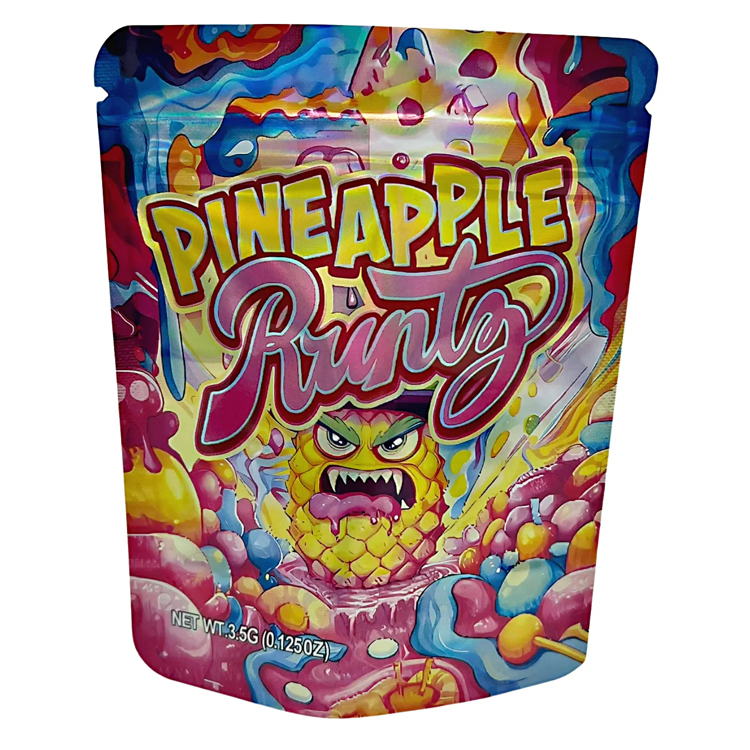 3.5 Gram Mylar Bag – Premium Smell-Proof Packaging - Pineapple Runtz (50 Count) MB-35G-094