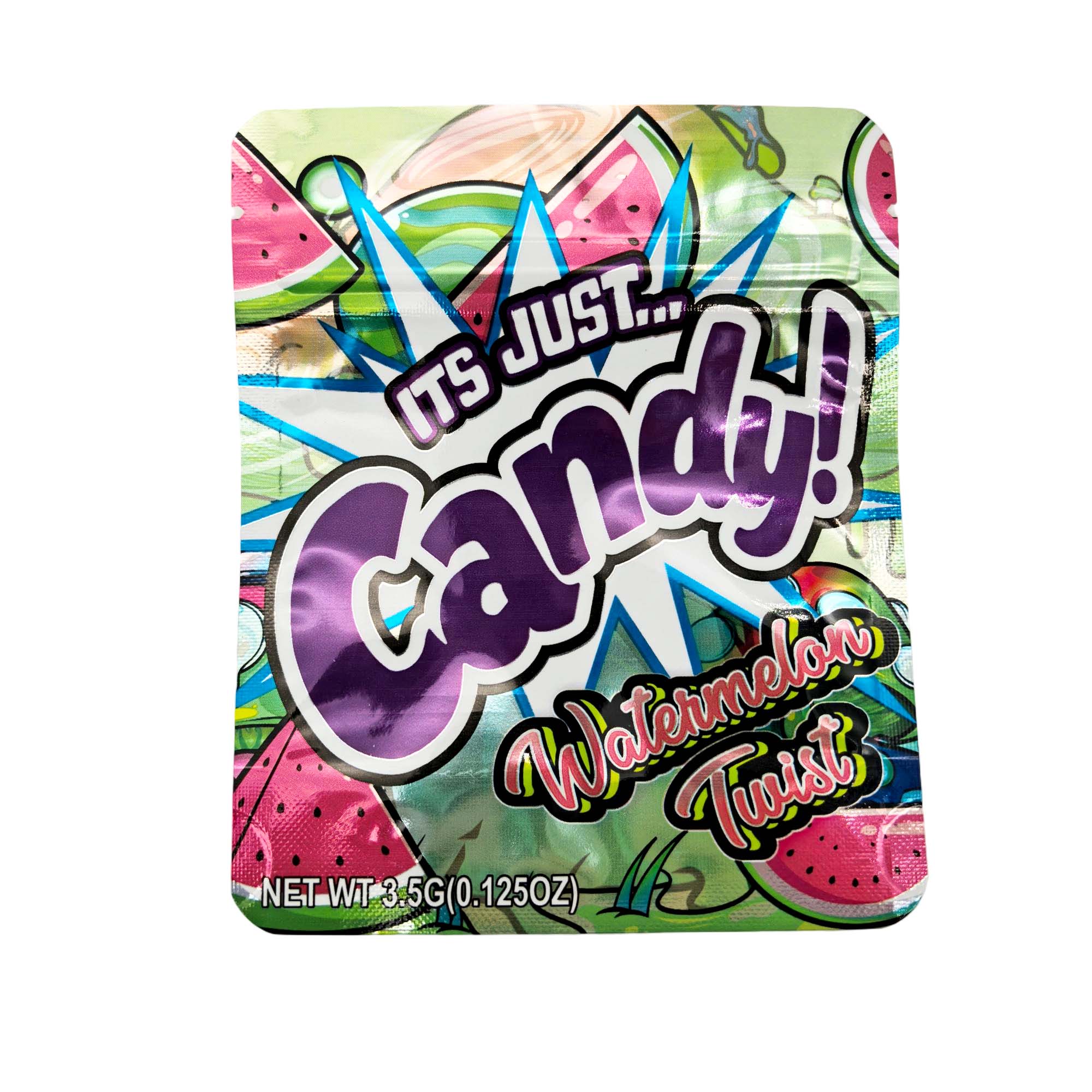 3.5 Gram Mylar Bag – Premium Smell-Proof Packaging - It's Just Candy - Watermelon Twist (50 Count) MB-35G-100 - Image 2